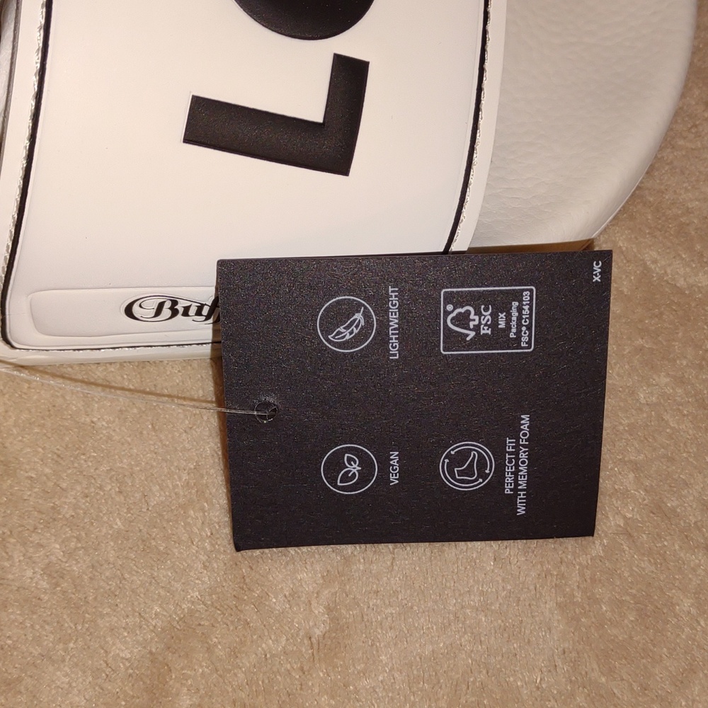 👣BUFFALO 💮White Riley Slides "Love Life"footwear - Picture 10 of 15